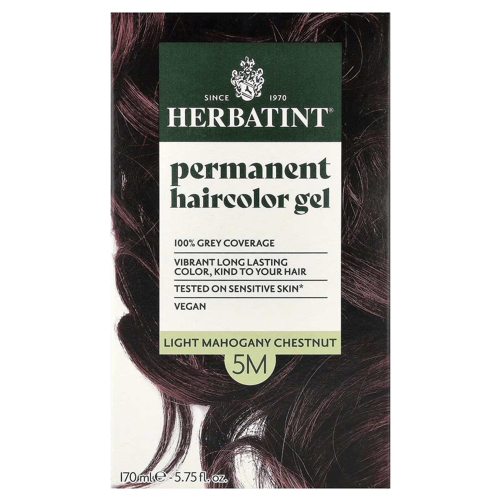 Herbatint Permanent Haircolor Gel, 5M Light Mahogany Chestnut, 5.75 fl oz (170 ml)
