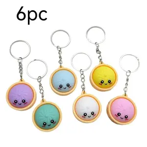 6-Pack Mini Steamed buns Keychains, Cute Cartoon Charms for Backpacks, Keys, and Bags, Perfect Gift Idea, Fun and Practical Accessory Set