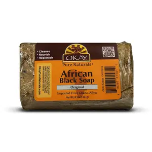 OKAY African Black Soap Original | Natural Cleanser for Face, Body & Hair | Helps with Acne, Eczema & Blemishes | For Men & Women | 8.5 oz (Pack of 1)