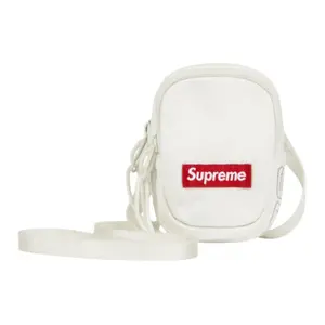 Supreme FW25 Week 1 Logo Denim Crossbody Mini Bag for Men and Women in White