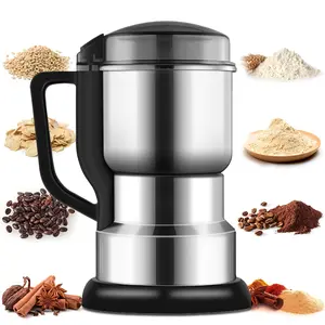 1pc Electric Coffee Grinder, 300W Fast Grinding, 14500 RPM, 4-Blade Stainless Steel, 13.53oz Deep Grinding Chamber, Wet/Dry Food Processor, One-Button Control, Round, 110-130V Power Supply, US Plug, for Beans, Spices, Nuts - No Battery Espresso Maker