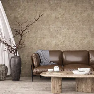 VEELIKE Metallic Wallpaper Stick and Peel Textured Grunge Industrial Wallpaper for Walls Bedroom Living Room 15.7''x118'' Removable Adhesive Renter Friendly Brown Concrete Vinyl Wallpaper for Bathroom