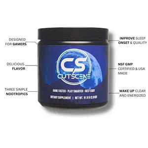 CutScene Pro Gamer Nighttime Recovery Drink Mix - 34 Servings with Natural Sleep Enhancers: Melatonin, Magnesium, Valerian  Dietary Fitness