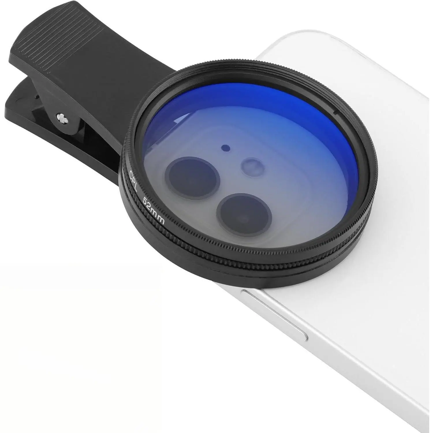 52MM Clip-on CPL Phone Camera Lens Filter Kit – Polarizer Filter with Ultra Slim Design, Works with Most Smartphones, Includes Cleaning Cloth, Reduces Glare & Enhances Color, Easy Clip-On Installation, Perfect for Outdoor Photography & Travel(Black)