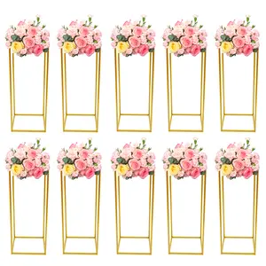 10pcs Gold Metal Flower Stands Centerpiece Table Decor for Wedding Party Event Home Living Room Cafe Freestanding Desktop High Temperature Baked