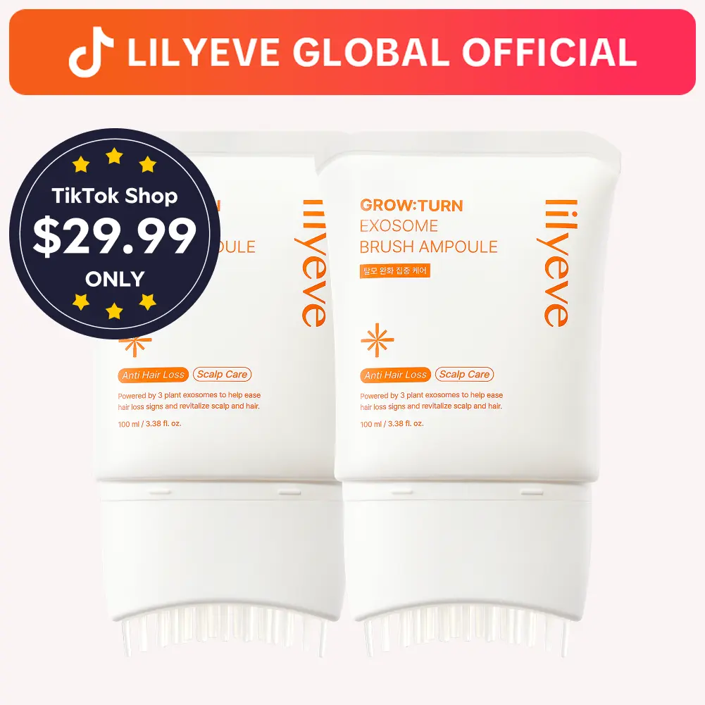 [LILYEVE] GROWTURN Hair Growth Serum 2-Pack with Built-In Brush | Exosome Scalp for Hair Thickening & Strengthening, Korean Hair Care | 3.38 fl. oz.