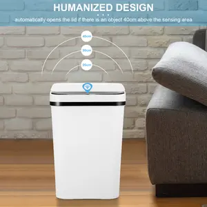 Automatic Touchless Garbage Can 12L Small Motion Sensor Smart Trash Bin for Bedroom Bathroom Office Living Room Kitchen Home Household Suppliers - Restroom