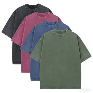 4 Pack Unisex Heavyweight Acid Wash Oversized T-Shirts | Vintage Baggy Casual Gym Tees