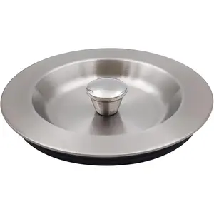 Kitchen Sink Stopper Replacement, Sealing Lid Sink Drain Stopper for 3-1/2 Inch Standard Drains Assembly, 304 Stainless Steel with Rubber Gasket, Brushed Nickel