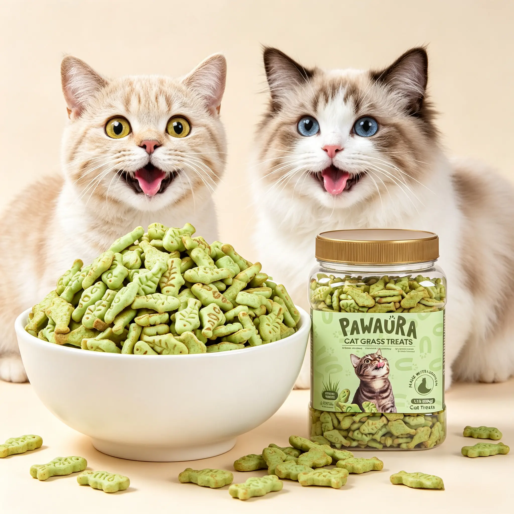 Cat Grass Chicken Catnip Biscuits for Hairball Relief, Low Calorie Snacks with Barley Grass for All Ages Indoor Cats, Supports Digestive Health & Dental Care, 1.1 lb,back to school