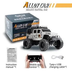 1:64 Mini RC Jeep Truck Toy Gift, Alloy Body Remote Control Car with LED Lights, 2.4GHz Wireless Control, Adjustable Speed & Steering