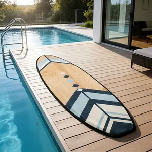 1pc Creative Summer Surfboard-Shaped Irregular Rug, High-End Creative Wood Grain Texture And Geometric Lines, Fashionable And Durable Home Decor Mat, Perfect for Bedroom, Living Room, Sofa, And Bedside Decoration
