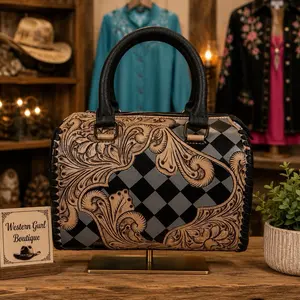 Medium Gray and Black Checkered Speedy Bag