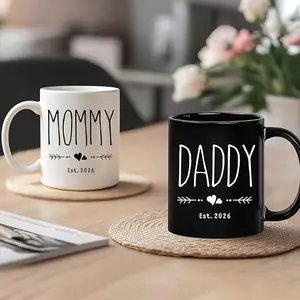 New Daddy & Mommy Mugs Set - First Time Parents Gift, Baby Reveal Keepsake, Pregnancy Announcement Cup for Expecting Parents