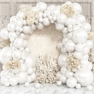 140pcs Pearl White Decorations Balloon Garland Arch Kit, Pearl White Latex Balloon For Bridal Shower Wedding Anniversary Engagements Birthday Decorations