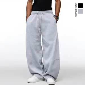 Men's Baggy Sweatpants Loose Fit Casual Drawstring Elastic Waist Wide Leg Jogger Pants with Pockets Comfortable for Everyday Wear