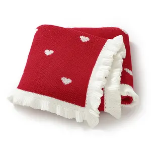 Mimixiong Christmas Red Ruffled Lace Baby Blanket Soft Swaddle Receiving OEKO-TEX Certified for Newborns Portable Outdoor Use