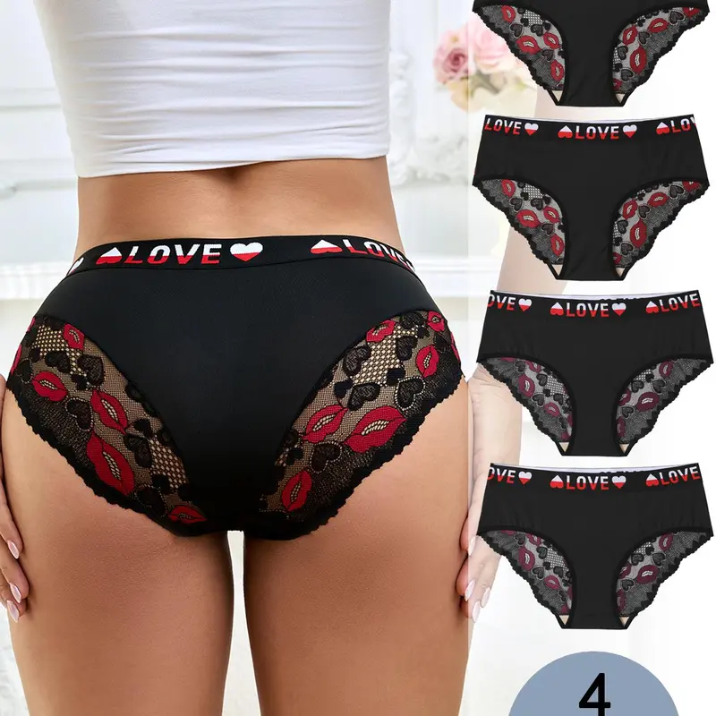 Women's Heart Print Panty, Soft Comfy Breathable Knicker for Daily Wear, Underwear for All Seasons, Fitted Knicker, Fashion Comfy Underwear, Fitted Panties