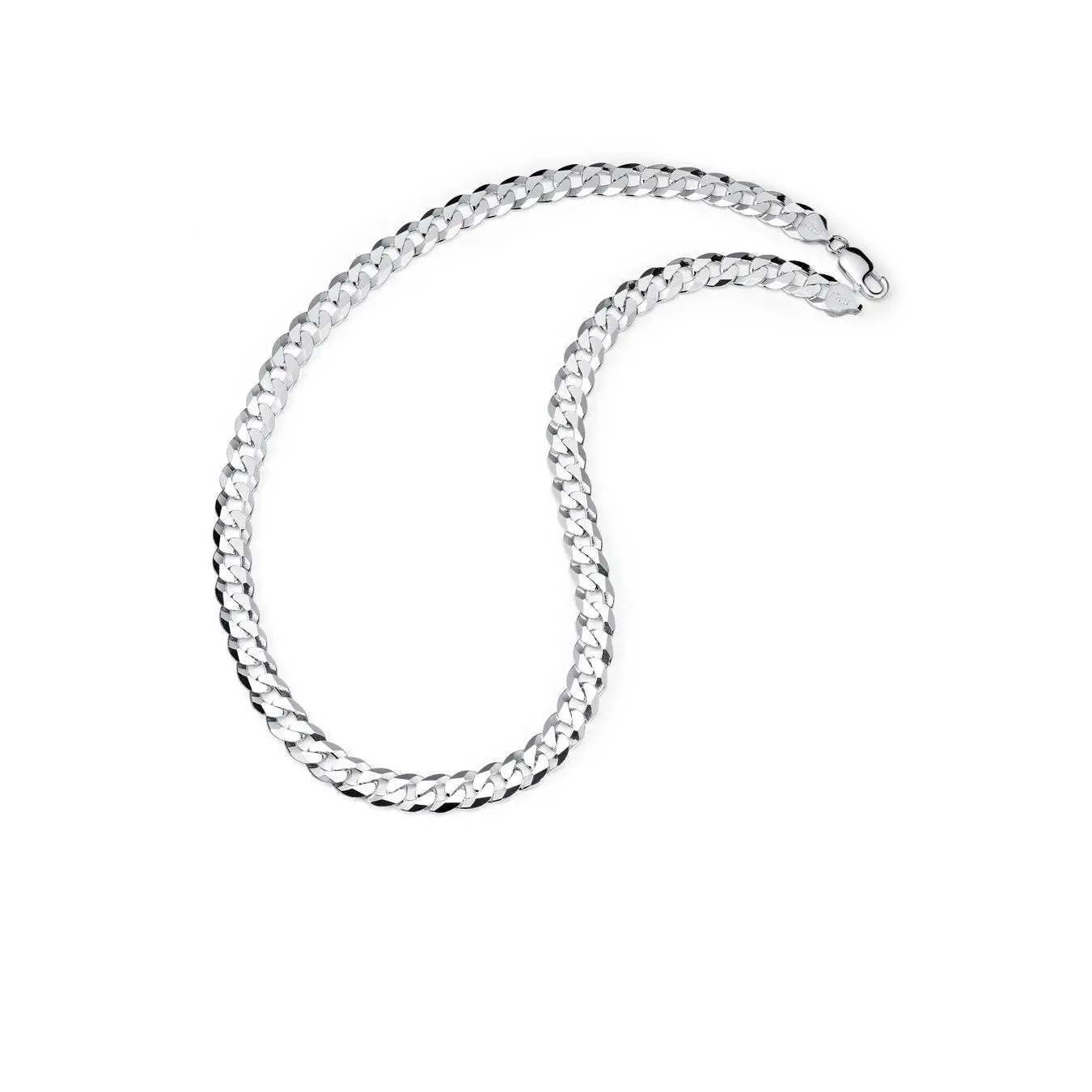 Men's 9MM 925 Sterling Silver Italian Curb Cuban Chain Link Necklace, Available in 20", 22", 24", 26", 28", 30" Lengths