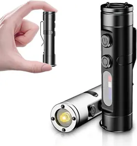 Pocket Rechargeable EDC Flashlight:6-in-1 Rechargeable Keychain Torch, 500 Lumens COB Light with UV, Magnetic Base, Window Breaker, Compact EDC Survival Tool for Camping, Car, Travel & Gift