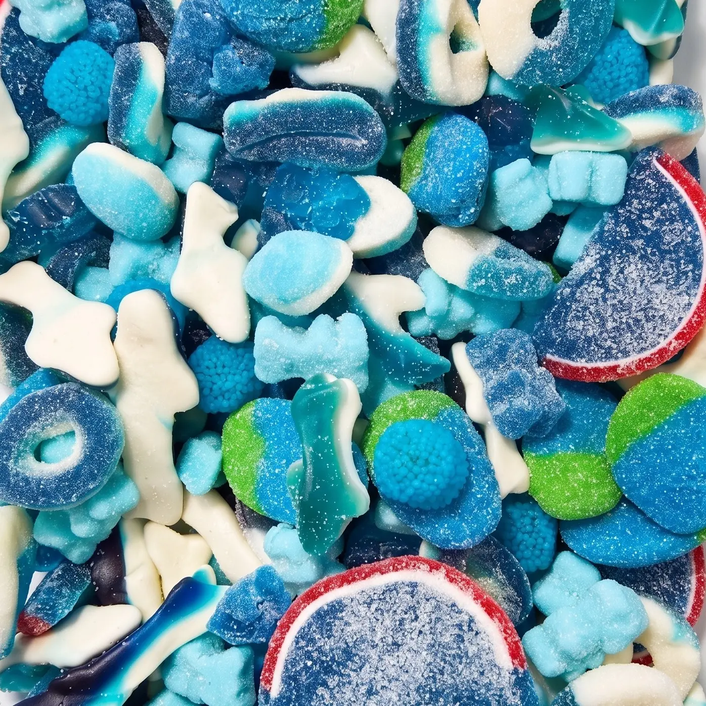 Blue Raspberry Ultimate Gummy Mix Sweet & Sour Soft Blue Raz Chewy Fruity Candy Variety Gummies Assortment - 15 oz Bag