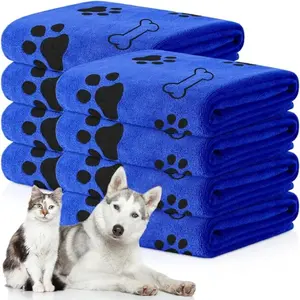 Quick-Drying Microfiber Dog Towel, Kittens, Absorbent Pet Bath Product, Fast Drying Bath Towel, Car Wiping Cloth, Blue/, Paws, Pet Supplies