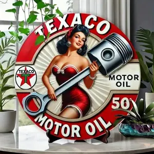 Home & Farmhouse Outdoor Decor – BarTexacoCharm Collectors Choice Metal Sign, Vintage Petroleum Round Design, Vintage Garage Signs, Home Decor Products