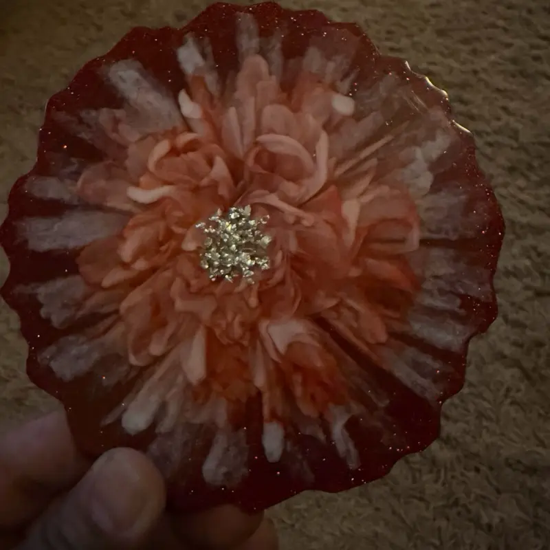 Colorful Flower Resin Coaster, Non-Slip Drink Coaster for Home, Office Table Decor
