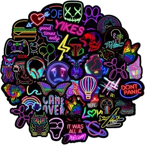 Neon Stickers for Adults, 50Pcs Waterproof Vinyl Stickers Pack for Water Bottle, Hydro Flask, Laptop, Skateboard, Luggage, Phone