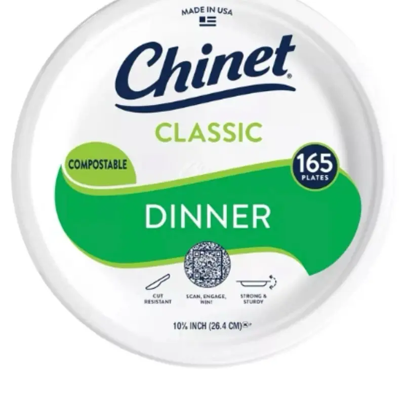 Chinet Classic Dinner Paper Plates 10.375" 165 ct. Recyclable Compostable Cut Resistant Sturdy