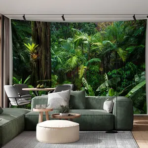 1pc Extra Large Tropical Rainforest Aesthetic Tapestry - Vibrant Jungle Print with Palm Trees & Lush Greenery, Polyester Wall Hanging for Living Room, Bedroom, Dorm Decor, Includes Free Hanging Clips, Bedroom Enhancement |     Vibrant Wall Art |     Soft