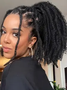 Women's 6 Inch Synthetic Dreadlock Ponytail Extension, Short Drawstring Clip-In Faux Locs Hairpiece, Easy-To-Use Ponytail Accessory, Artificial Wig, Synthetic Curly Wigs