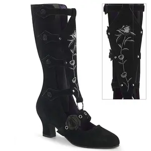 Demonia Whimsy-118 Black Vegan Suede Knee-high Boots