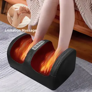Renhui Black Limitation Massage Foot Massager for Circulation & Relaxation with Heat and Compression Ergonomic Design Easy to Clean Home Spa Gift for Father's Day & Mother's Day Daily Foot Massager