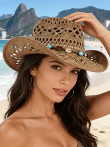 Women's Outdoor Beach Hat, Breathable Beach Hat, Bohemian Western Sunhat, Jazz Fedora, Panama Hat, Fashionable Summer Accessory, Perfect Gift for Women