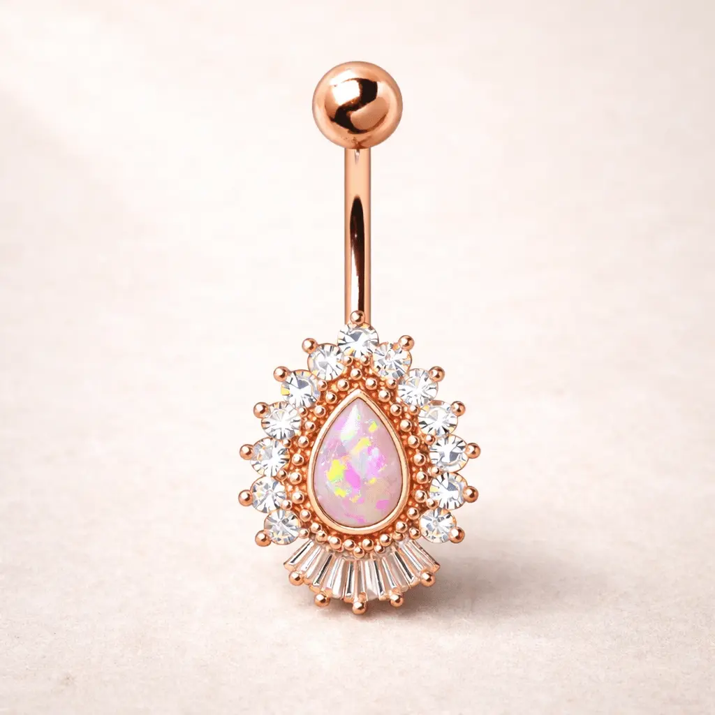 Rose Gold Victorian-Style Teardrop Navel Ring