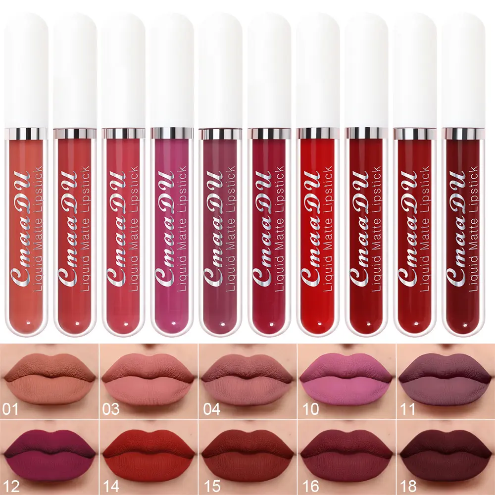 Cmaadu 10 PCS Lipstick Set Matte Liquid Lipstick Long-Lasting Waterproof Lipstick Lip Stain Tint, Easy Apply High Pigment, Non-Sticky Smooth Formula, Professional Lip Makeup
