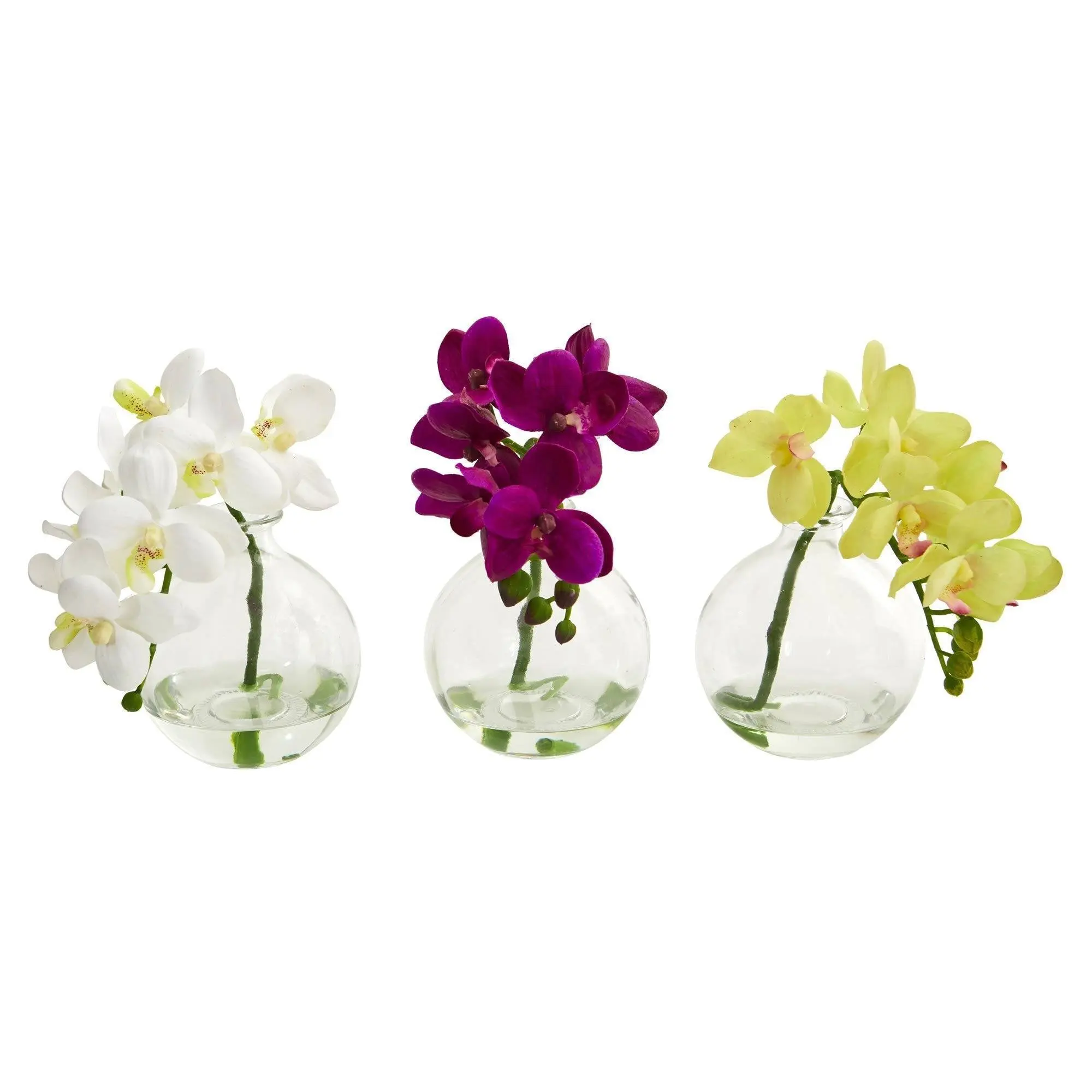 9 In Synthetic Phalaenopsis Artificial Orchid Arrangements Set of 3 with Vases, Natural Look Artificial Plant Set for Home, Office Floral Decor