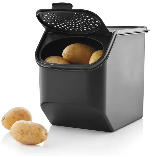 Tupperware Potato Smart Container with Grater Lid 8.3 L/11 lbs Capacity Dishwasher Safe Stackable Jet Black PP PE for Easy Storage and Prep Preservation