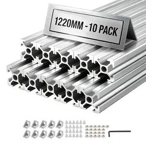 【fathersdaygift】VEVOR 10PCS 2020 Aluminum Extrusion Profile48 Inch 1220 mmT Slot European Standard Anodized Linear RailHigh-Strength Extruded Aluminum Railfor 3D Printer Parts and CNC DIY WorkbenchSilver
