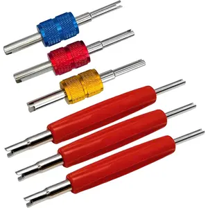 6 count Valve Core  Kit, R134A R12 A/C HVAC Valve Core  Set,Schrader Valve Stem Core Remover Tool, Air Conditioning Line Repair Tools for HVAC R22 R32 R410A Systerm