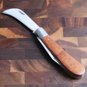 4” hawkbill pocket knife folding 2 blade wood handle sharp