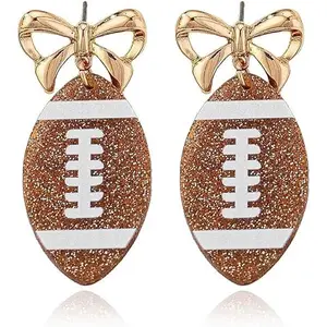 BloomWish S Baseball Earrings for Women Acrylic Bow Dangle Earrings Baseball Mom Accessories Essentials Game Day Outfits Sports Fan Jewelry Gifts