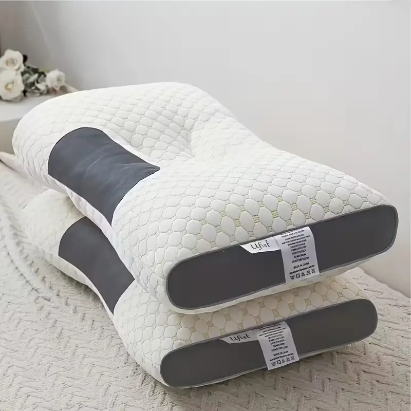 Soft Knitted Neck Massage Couple Pillow, Adjustable Ergonomic Support, High-Quality Pillow Insert, Detachable Cover, Removable Bolster, Sleep Comfort, Supportive Bolster
