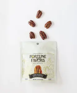Fortune Favors Classic Candied Pecans, 3.25oz Sugar-Sweetened Nut Snack, US-Made Gluten Free Treat with 12 Months Shelf Life for Cupboard Storage