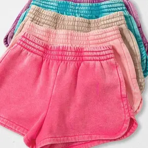 Acid Washed Soft and Comfy Shorts Women's Bottoms in Assorted Colors Green Mocha Pink Teal Casual Comfortable Basic Day Style Outfit Activewear Athletic Overall