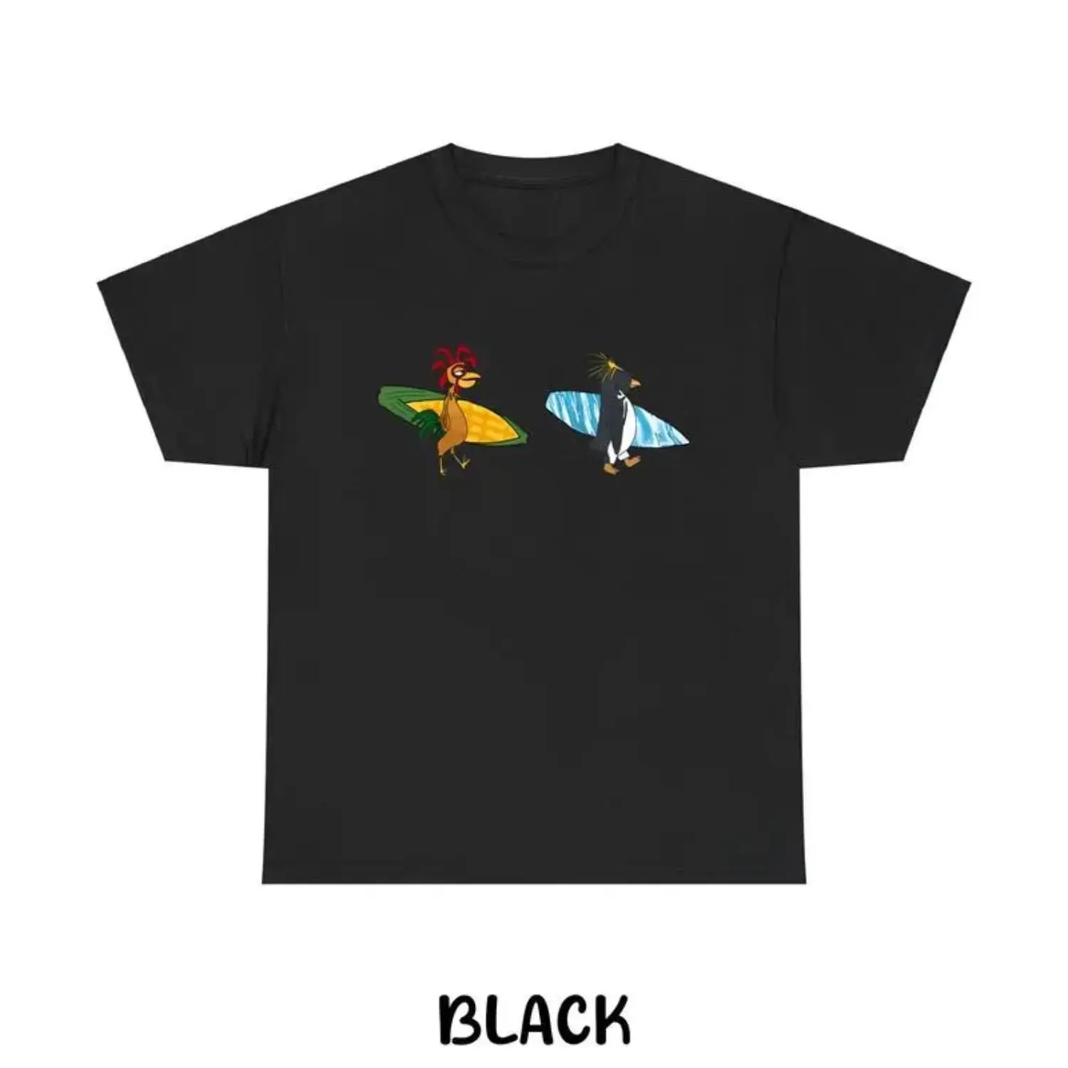 Unisex Surfing TShirt Featuring Cody Maverick and Chicken Joe with Humorous and Trendy Design