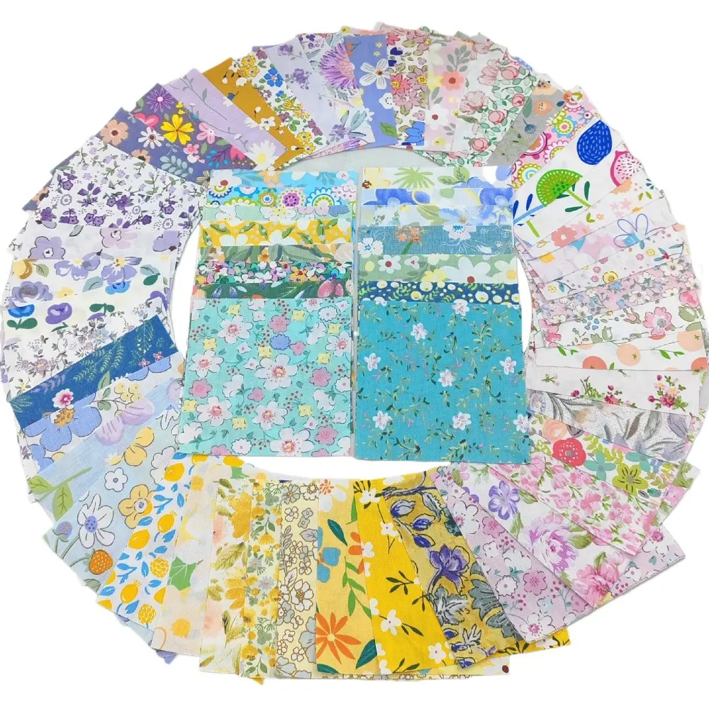 100pcs Random Floral Printed Patchwork Fabric Kit, Floral Pattern, DIY Quilt Making, Pre-Cut Craft Fabric Set, Fabric Bundles, Sewing Supplies, 10cm X 10cm, Sewing Tools, Aesthetic Floral Fabric