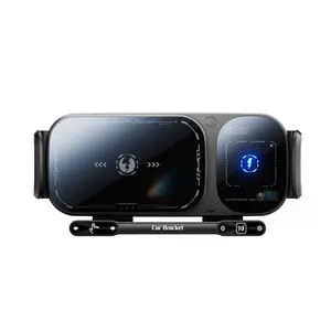 Wireless Charging Car Phone Mount for Foldable & Regular Phones - 15W Fast Charge, 90° Rotation, Air Vent Hook Clip, One-Touch Release (Fits iPhone/Samsung/Google)