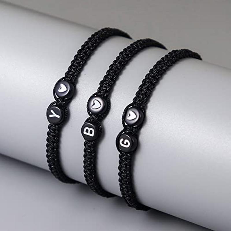 Initial Heart Bracelet - 26 Alphabet Braided Adjustable Bracelet for Women, Men, Teen Girls and Boys Jewelry Love